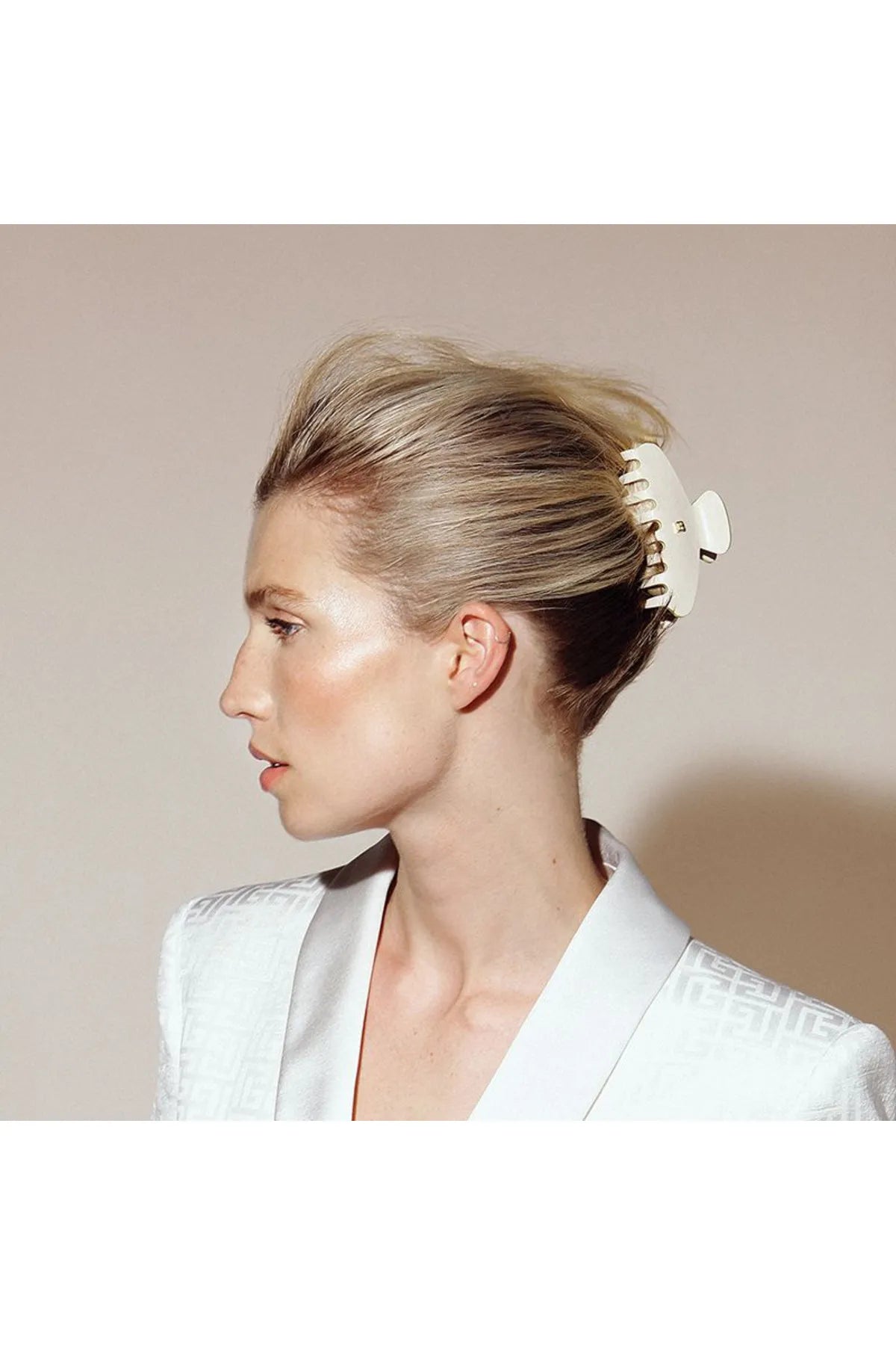 Cellulose Acetate Pince à Cheveux Large – White