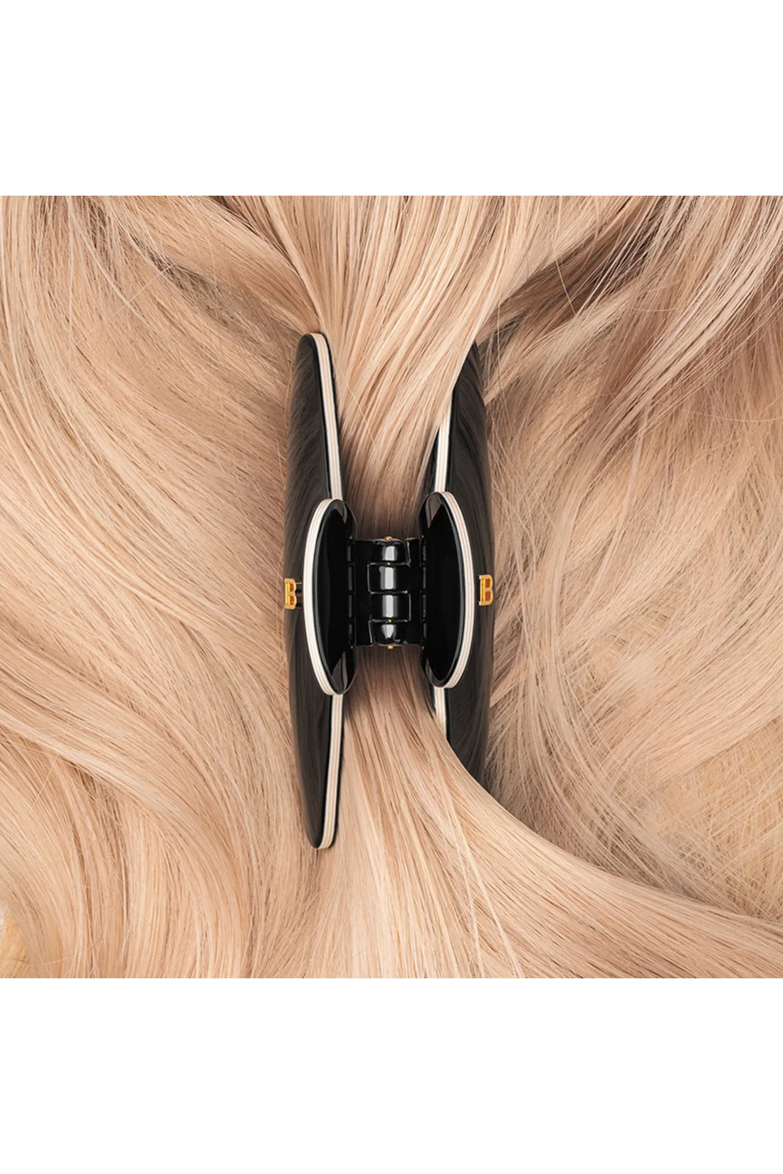 Cellulose Acetate Pince a Cheveux Medium Black/White