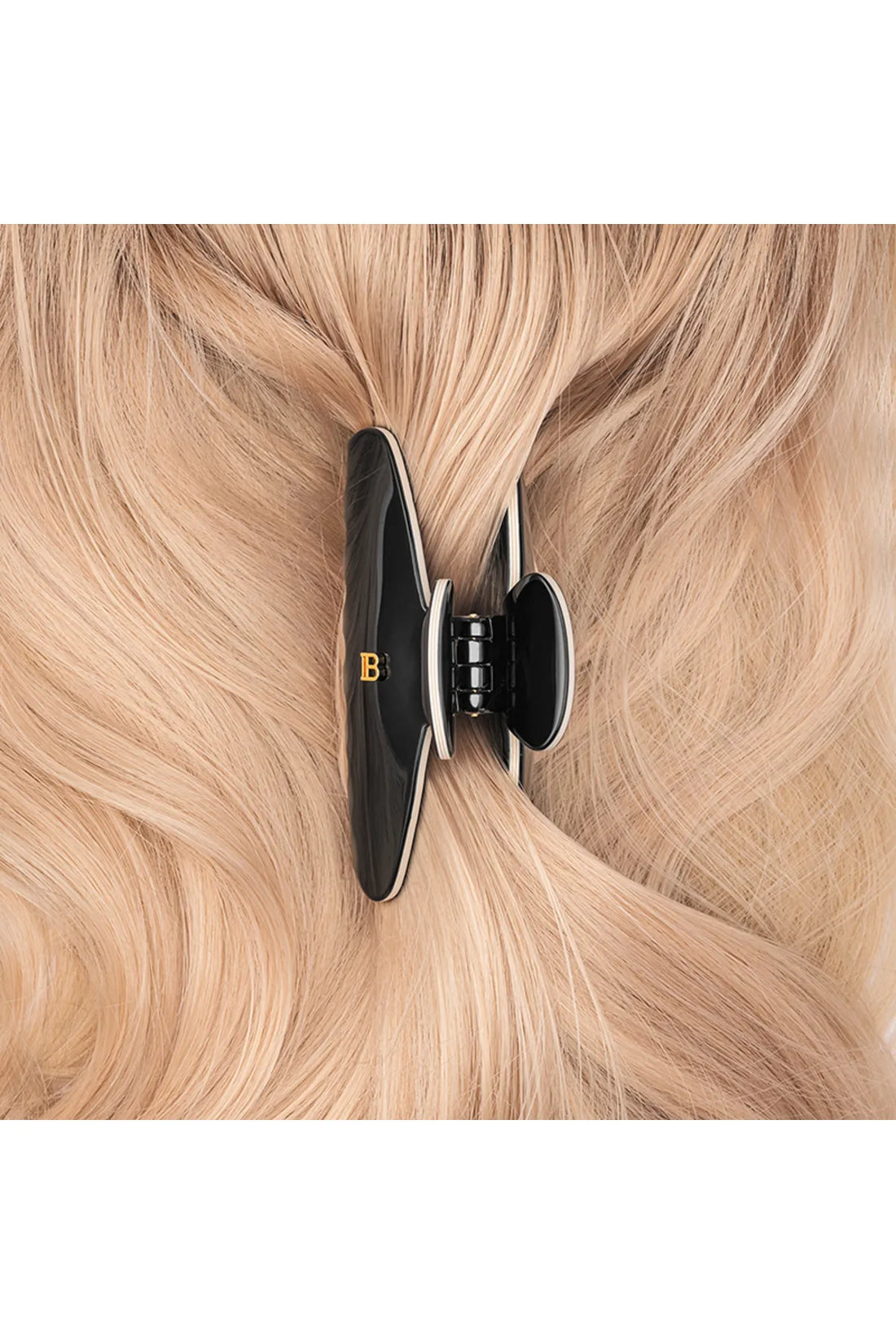 Cellulose Acetate Pince a Cheveux Medium Black/White